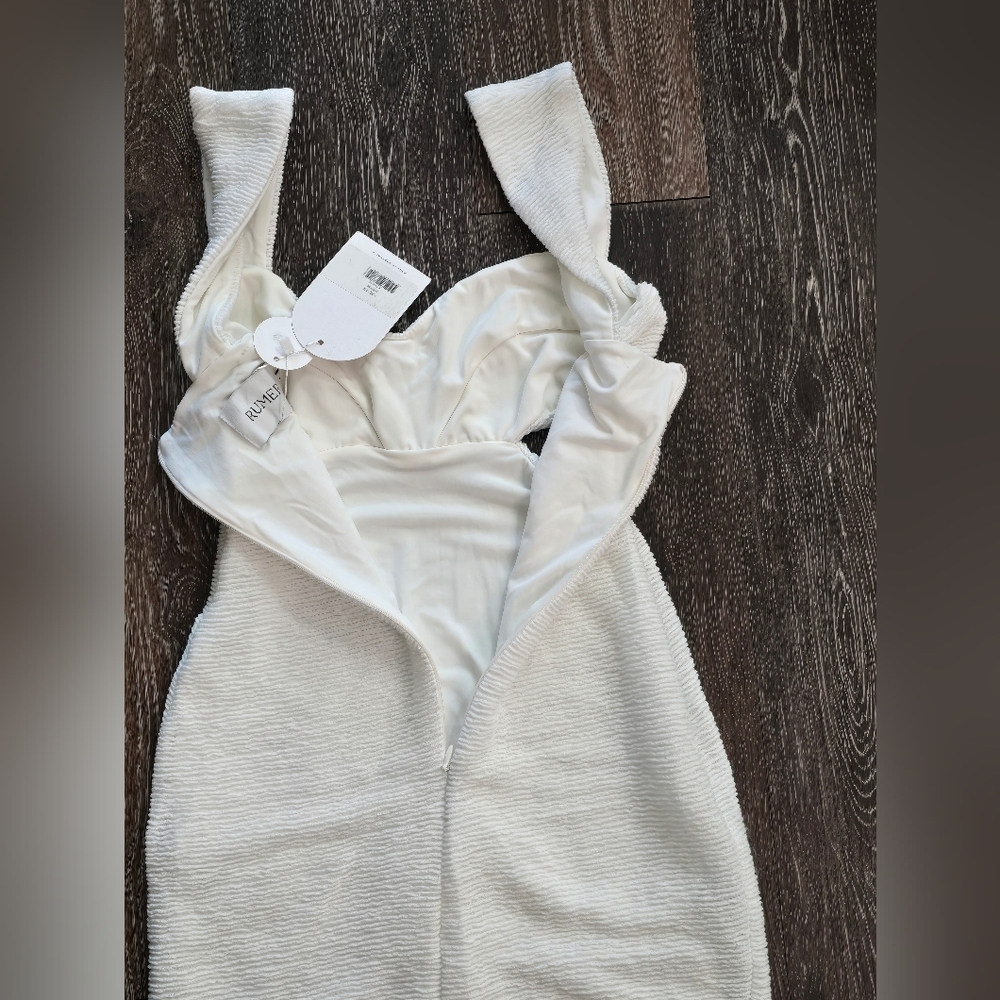 Rumer The Label Rae Mini Dress Size Small White Cutout Ribbed Stretchy - Picture 12 of 16